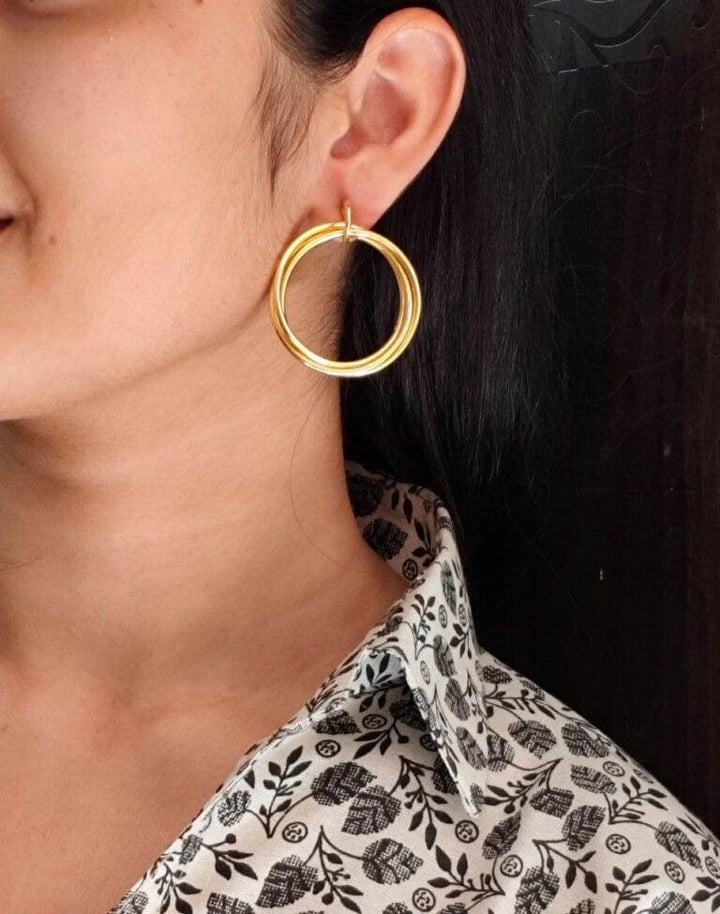 Gold Plated Geometric Earrings | Unique Western Style Jewellery - Craftybella