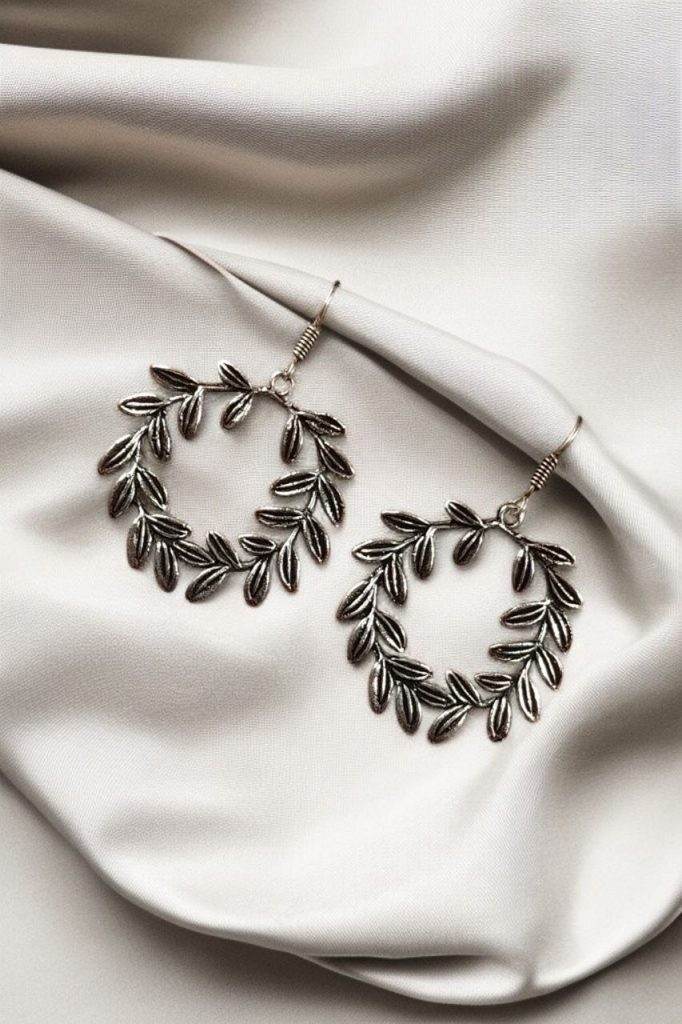 Traditional Best German Silver Leaf Hook Earrings - Craftybella