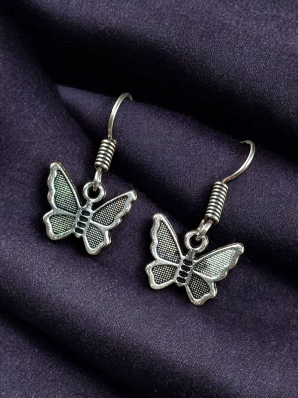 German Silver Dangler Butterfly Hook Earrings