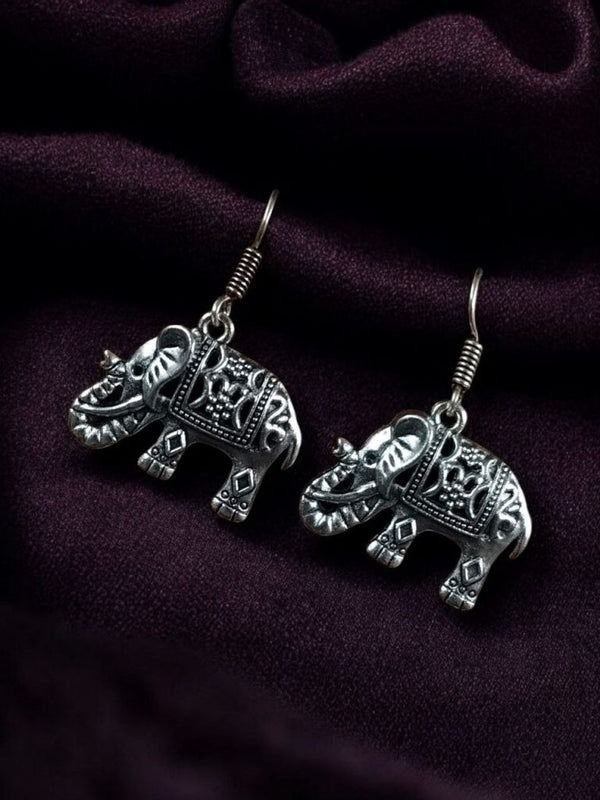 Lightweight German Silver Elephant Earrings