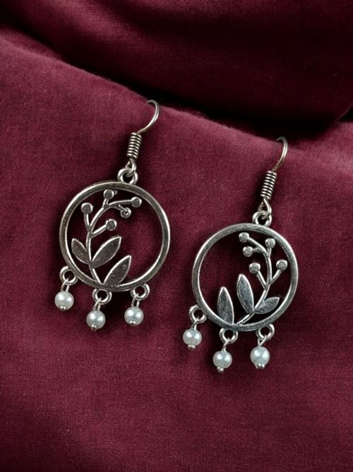 Leaf & Circle Hook Earrings